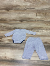 JY. Cozy 2Pc Bodysuit & Pants Stripes White Sz 3-6m