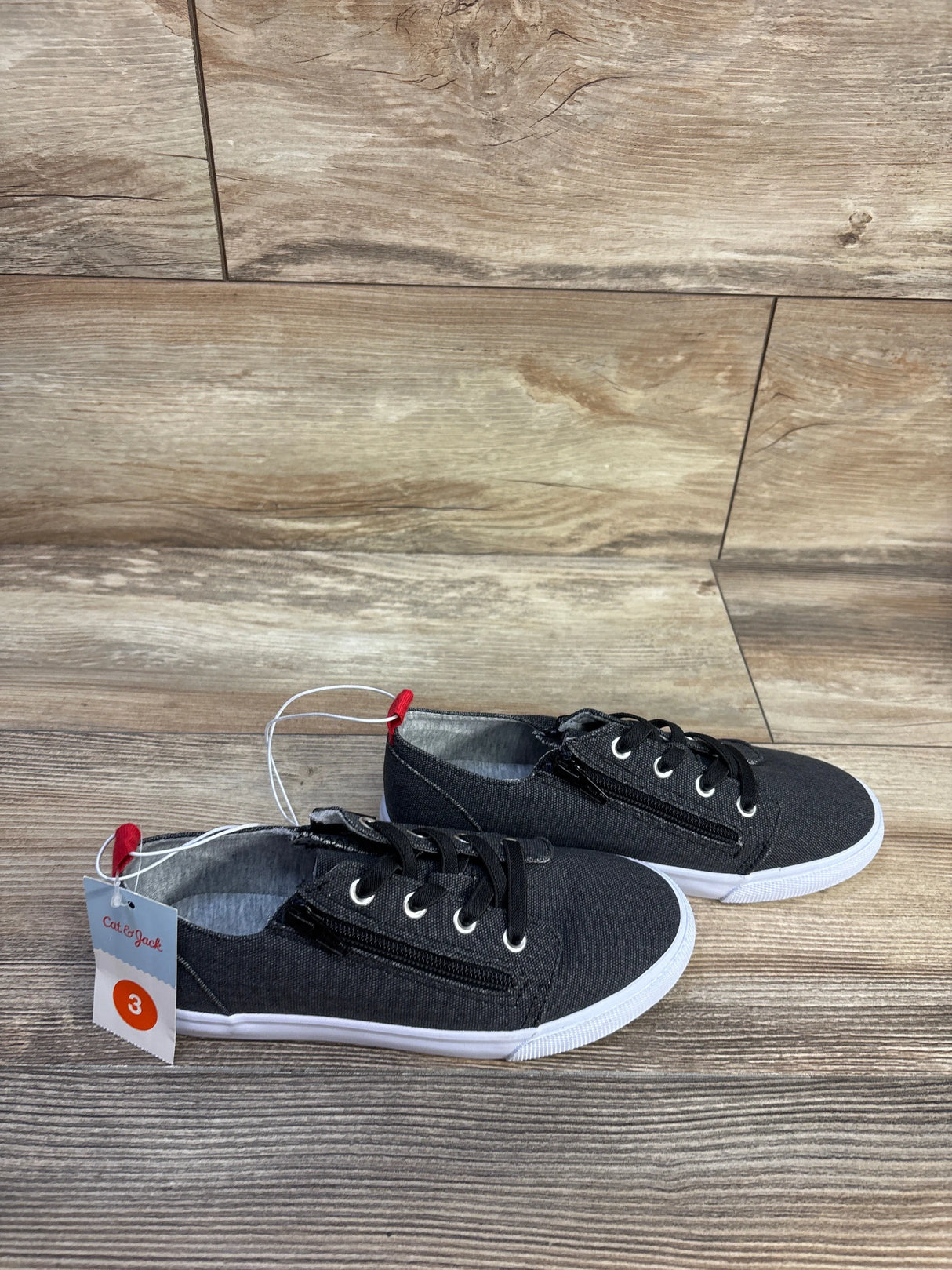 NEW Cat & Jack Lucian Double Zipper Sneakers Grey sz 3Y