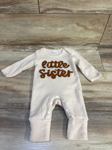 Little Sister Waffle Knit Ruffle Coverall Beige sz Newborn
