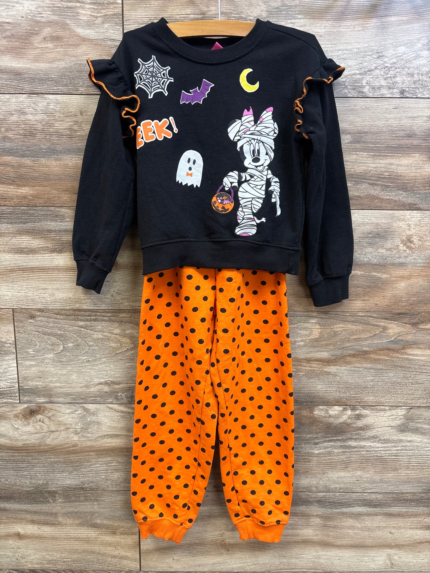 Disney Junior Minnie Mouse 2pc Halloween Pullover & Joggers Set Black sz 5T