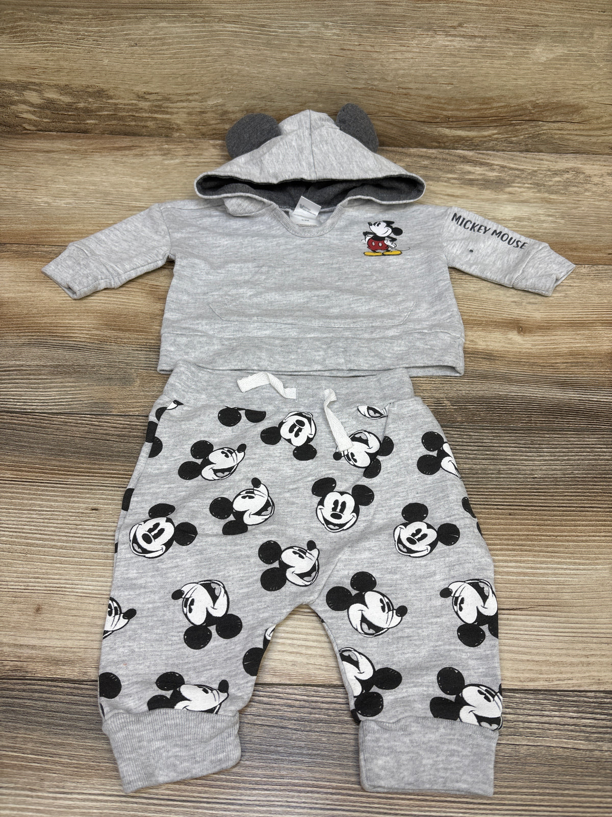 Disney Baby 2pc Mickey Mouse Sweatshirt & Pants Set Grey sz 0/3m