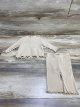 Old Navy Rib-Knit Lettuce-Edge Top & Pants Beige sz 0-3m - Me n Mommy To Be