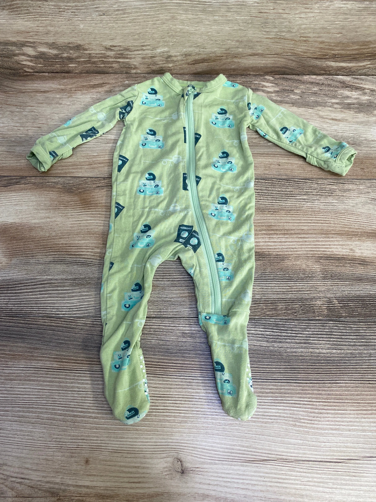 KicKee Pants Travel Footie Green sz Newborn
