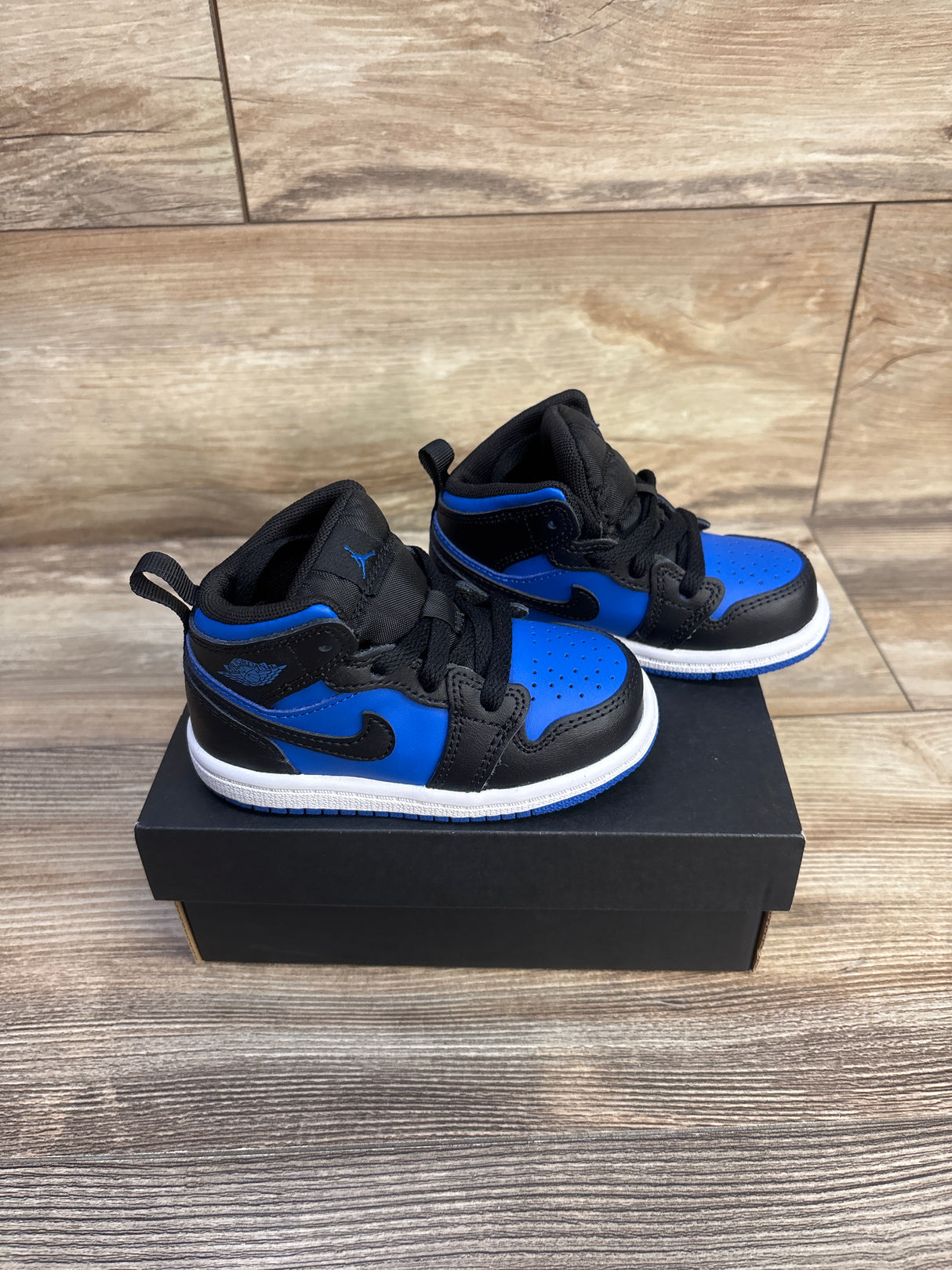 Air Jordan 1 Mid TD 'Black Royal Blue' Sneakers sz 6c