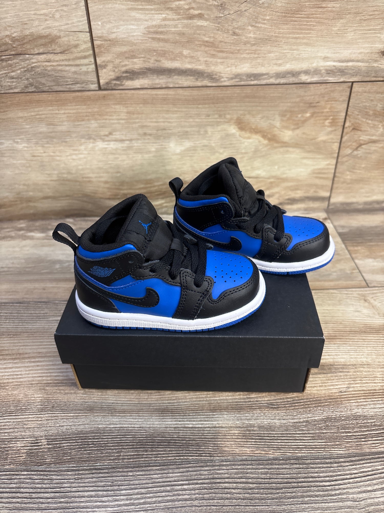 Air Jordan 1 Mid TD 'Black Royal Blue' Sneakers sz 6c