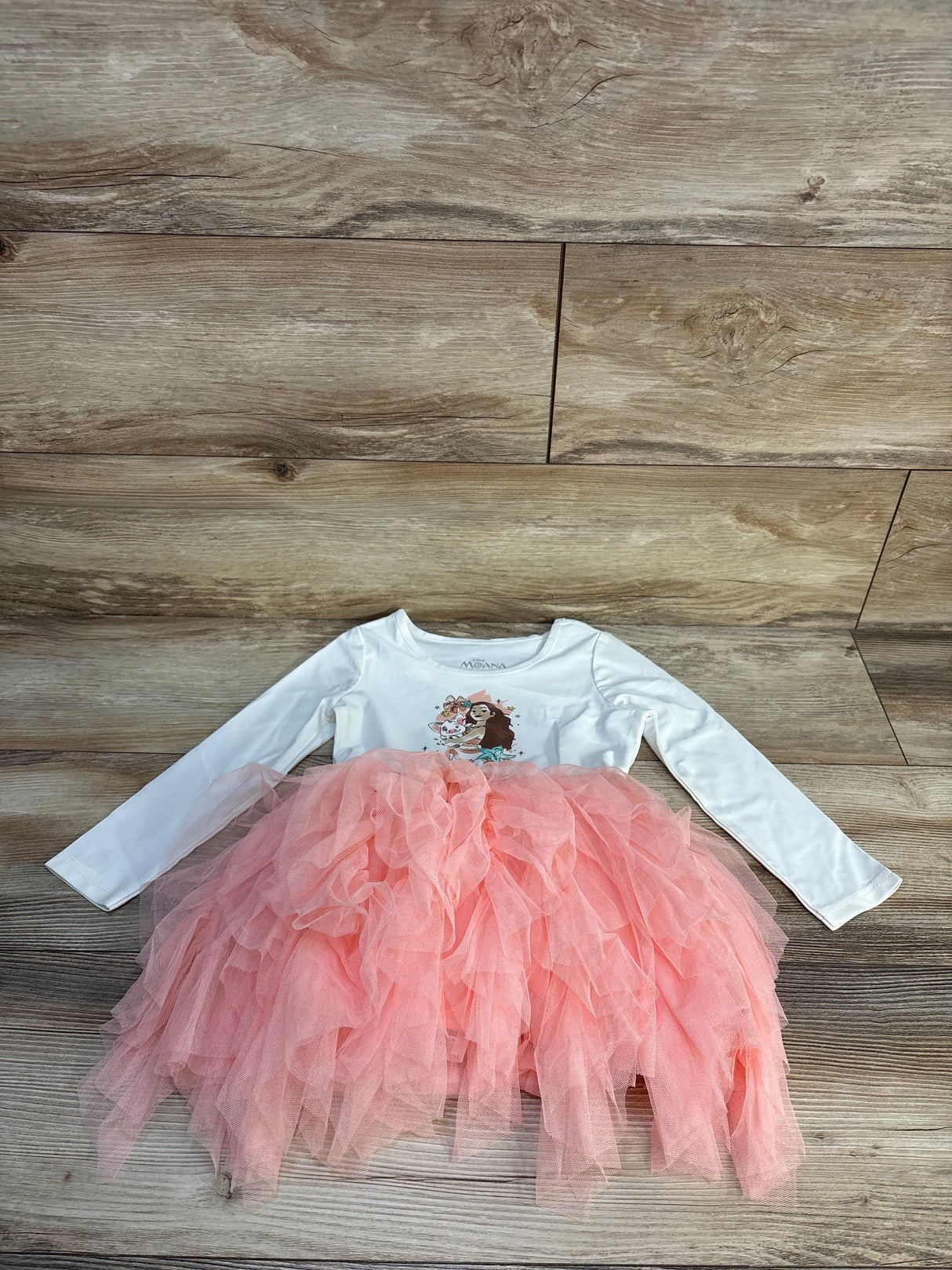 Disney Moana Long Sleeve Lace Tulle Dress White sz 3T