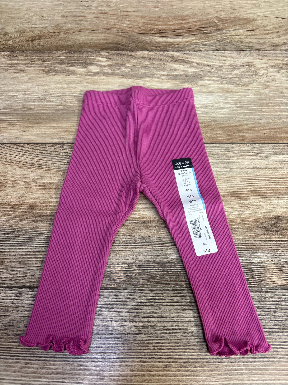 NEW Okie Dokie Ribbed Dahlia Mauve Leggings sz 6m