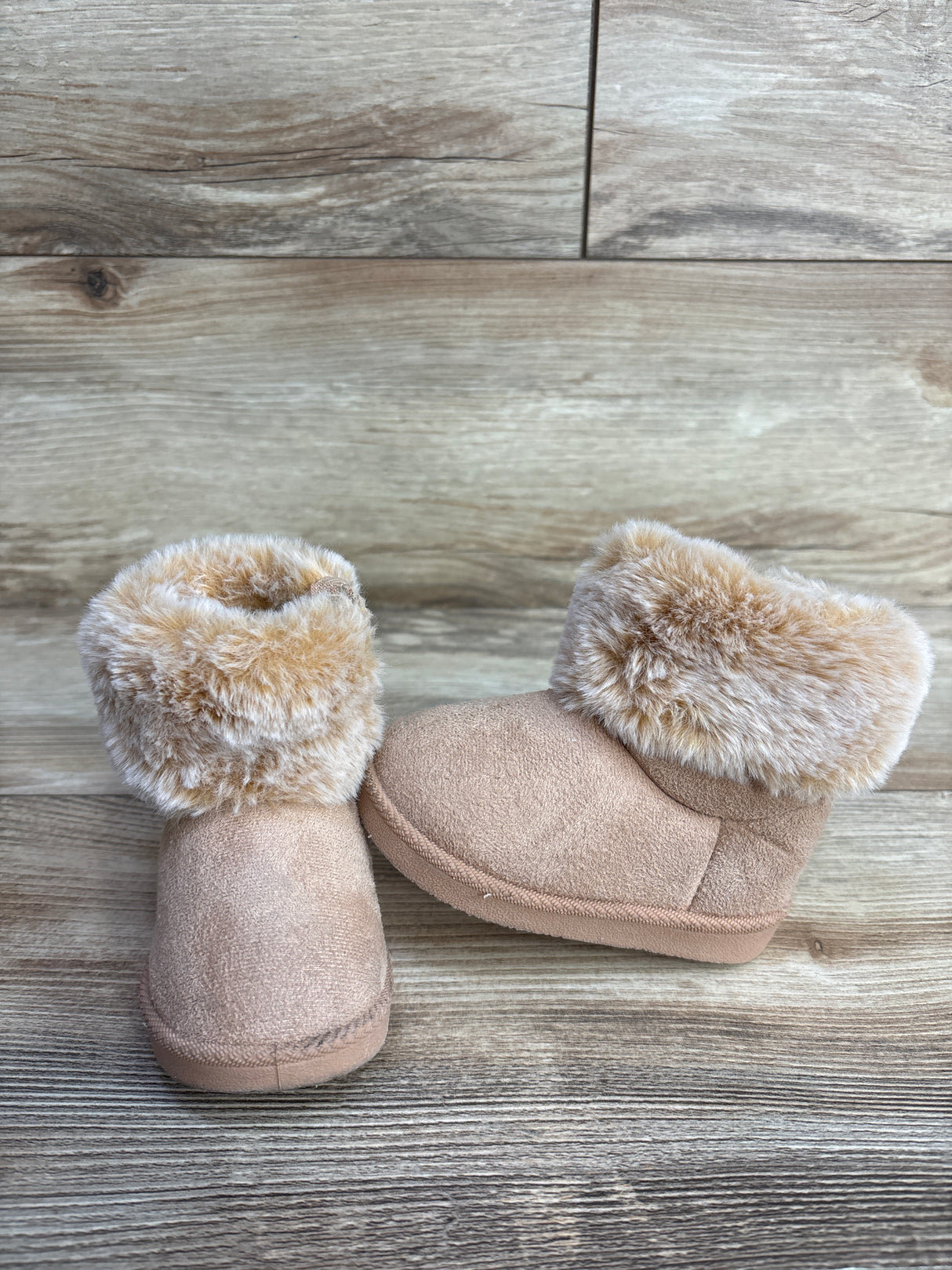 First Steps by Stepping Stone Faux Fur Boots, Tan sz 3c