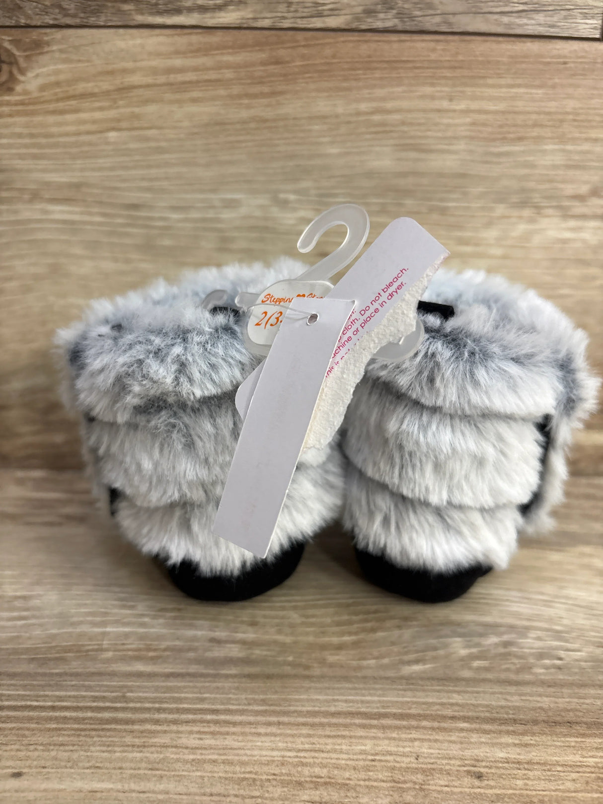 NEW First Steps by Stepping Stones Faux Fur Boots Black sz 2c