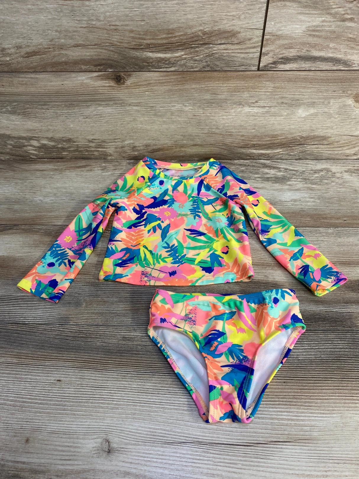 Cat & Jack 2pc Floral Rashguard Swimsuit Set sz 18m