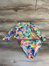 Cat & Jack 2pc Floral Rashguard Swimsuit Set sz 18m