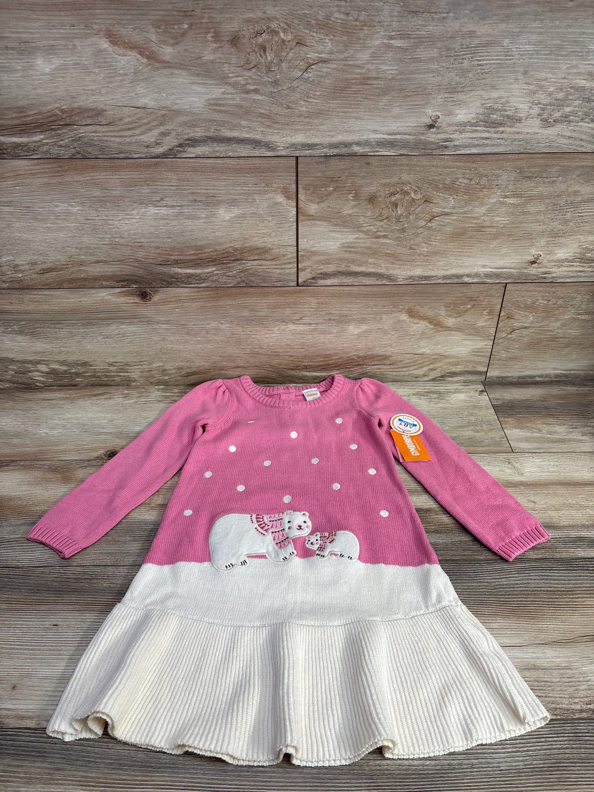 NEW Gymboree Embroidered Polar Bear Sweater Dress Bear Hugs Pink