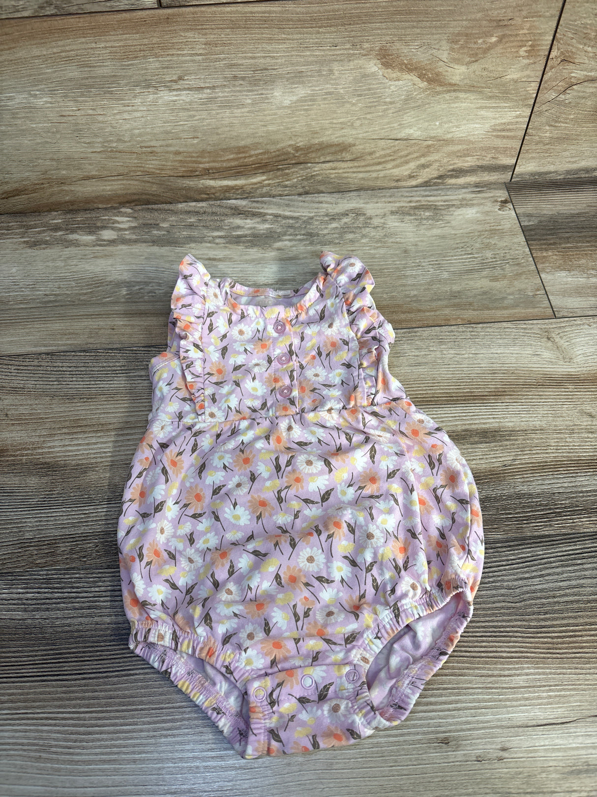 Minymo Floral Ruffle Sleeve Bubble Romper Pink sz 6m