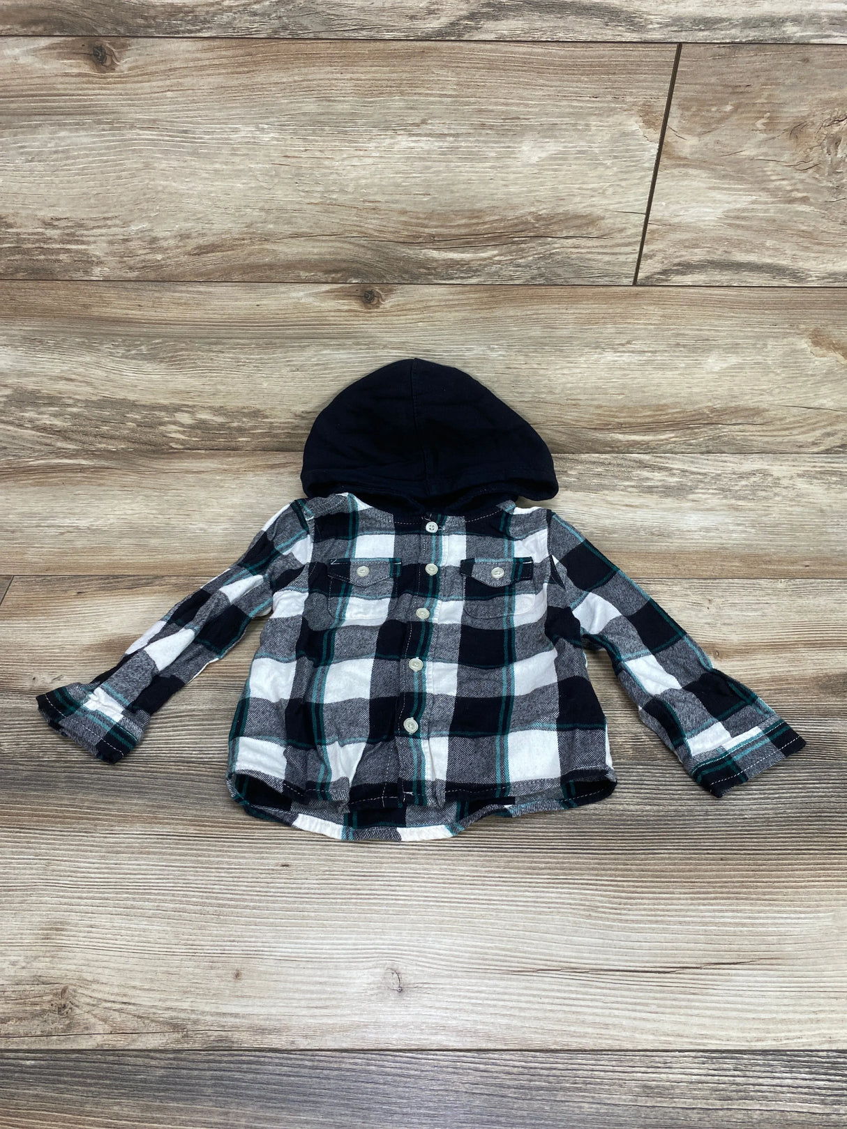 Wonder Nation Hooded Flannel Black sz 3T