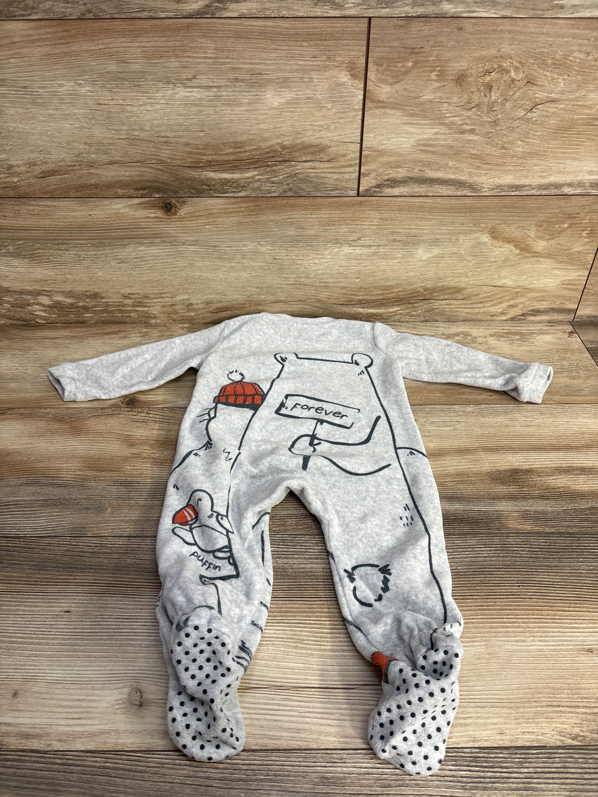 Boboli Artic Friends Terry Cloth Coverall Grey sz 9m