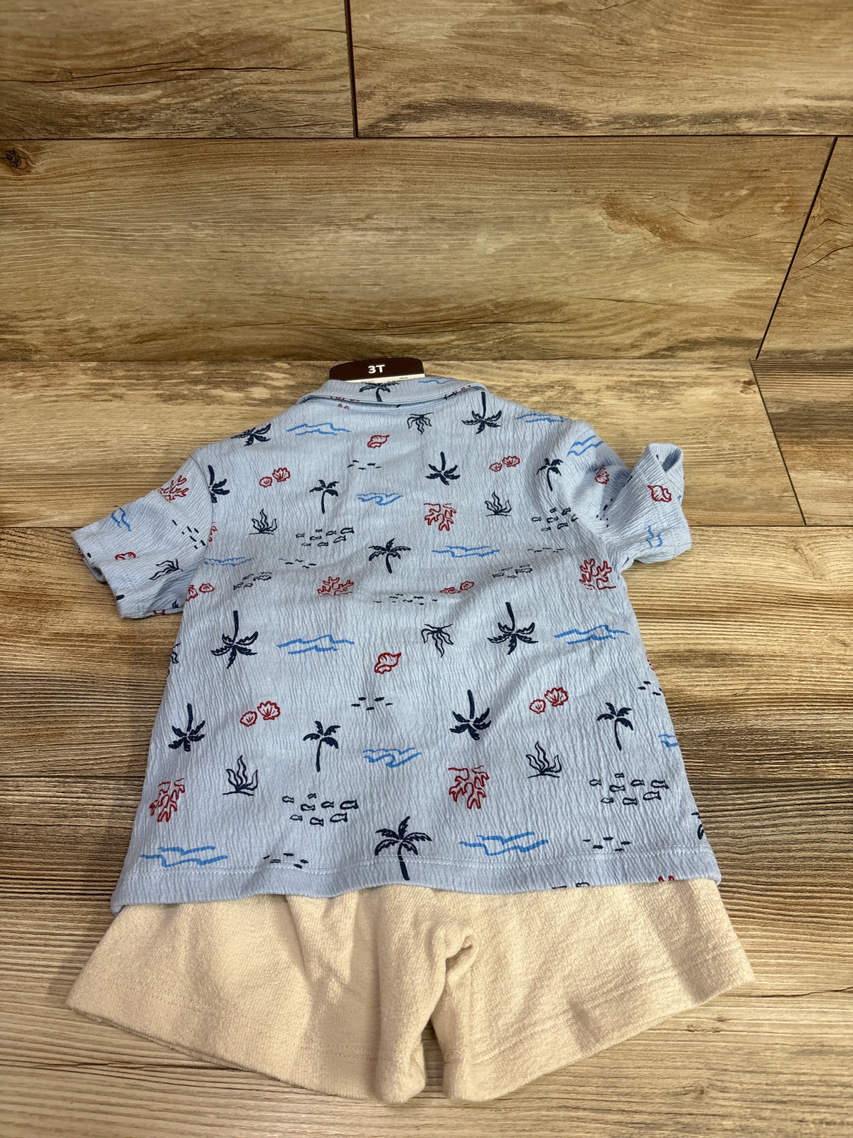NEW Members Mark 2pc Button-Up shirt & Shorts Set Blue sz 3T
