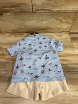NEW Members Mark 2pc Button-Up shirt & Shorts Set Blue sz 3T