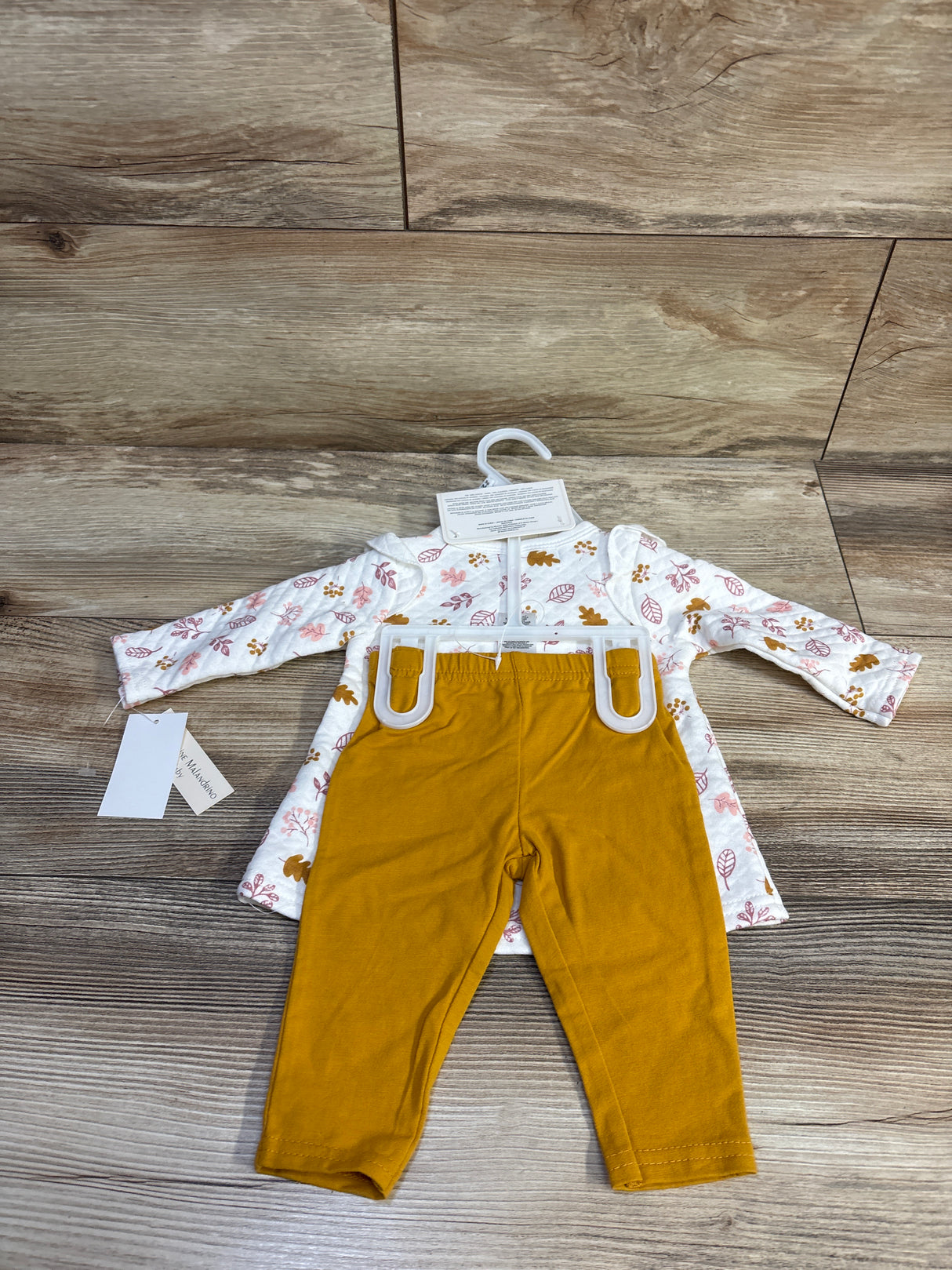 NEW Catherine Malandrino 3pc Quilted Top, Pants, & Headband Set White sz 3/6m