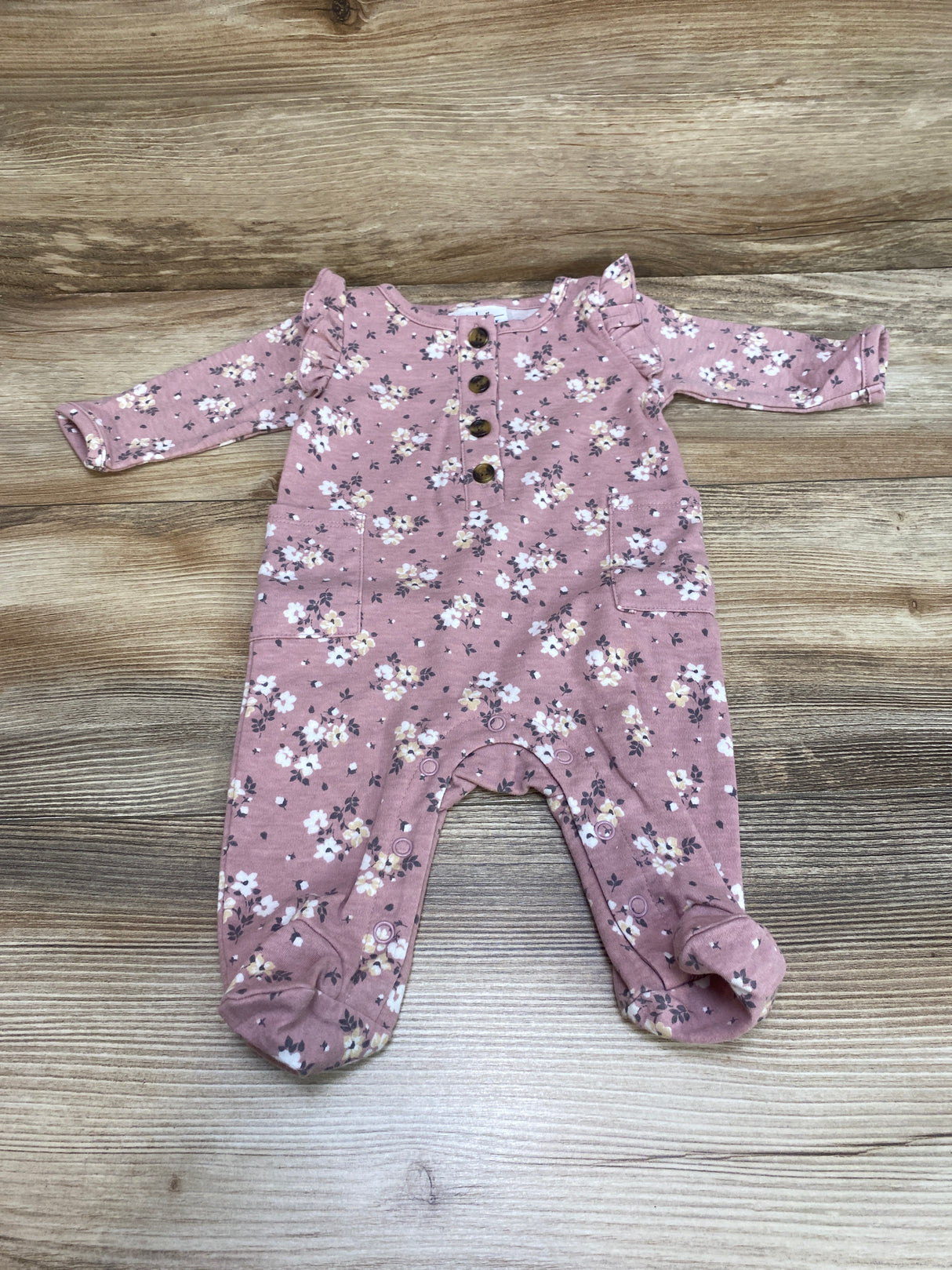 Nicole Miller Floral Ruffle Footed Coverall Purple sz 0-3m