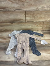NEW Cloud Island 3pk Sleepers Beige/Grey sz 0-3m