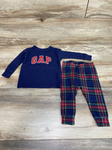 Baby Gap Organic 2pc Logo Navy Pajama Set sz 6-12m