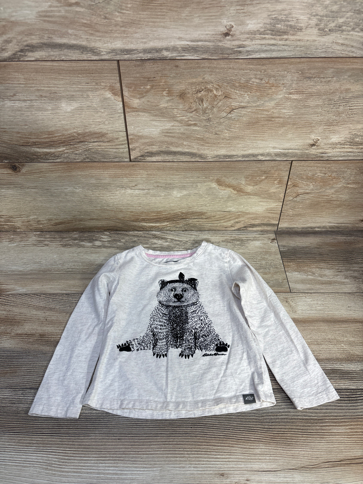 Eddie Bauer Long Sleeve Bear Shirt Ivory sz 4T
