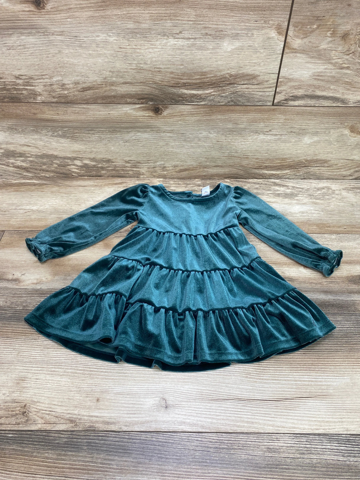 Old Navy Velvet Tiered Dress Green sz 18-24m