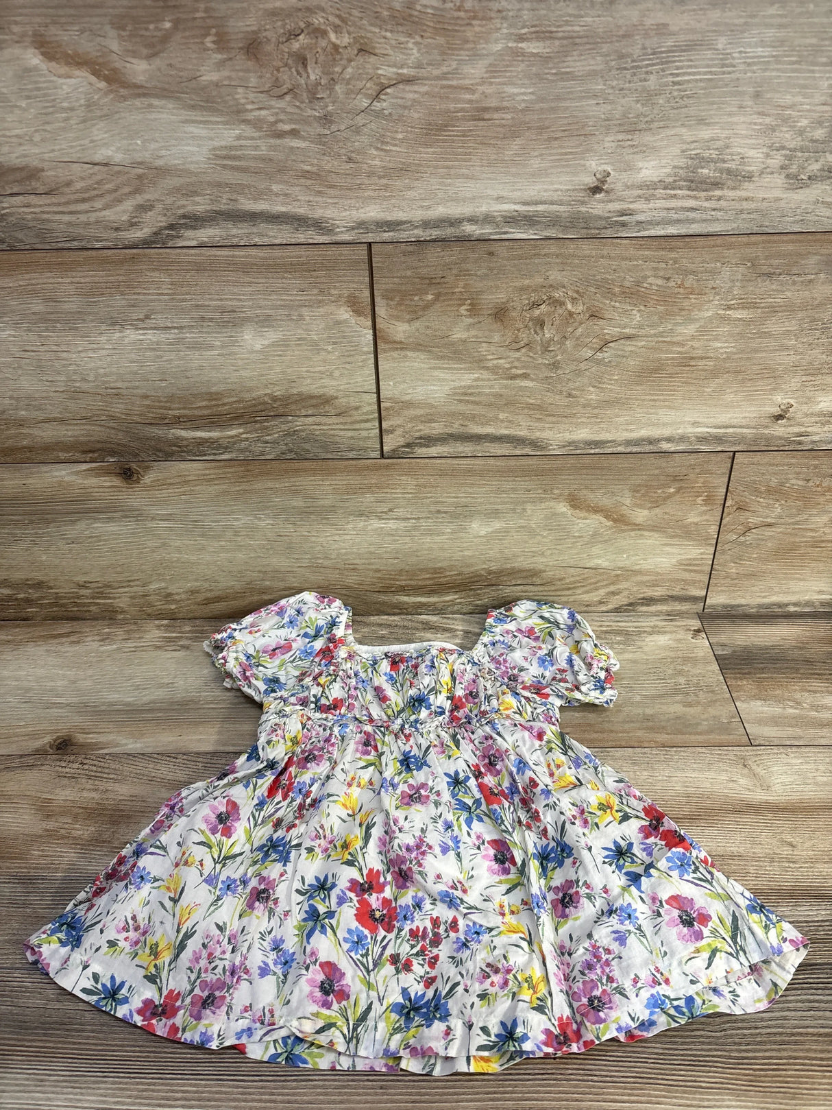 Baby Gap Floral Puff Sleeve Dress Ivory sz 18-24m