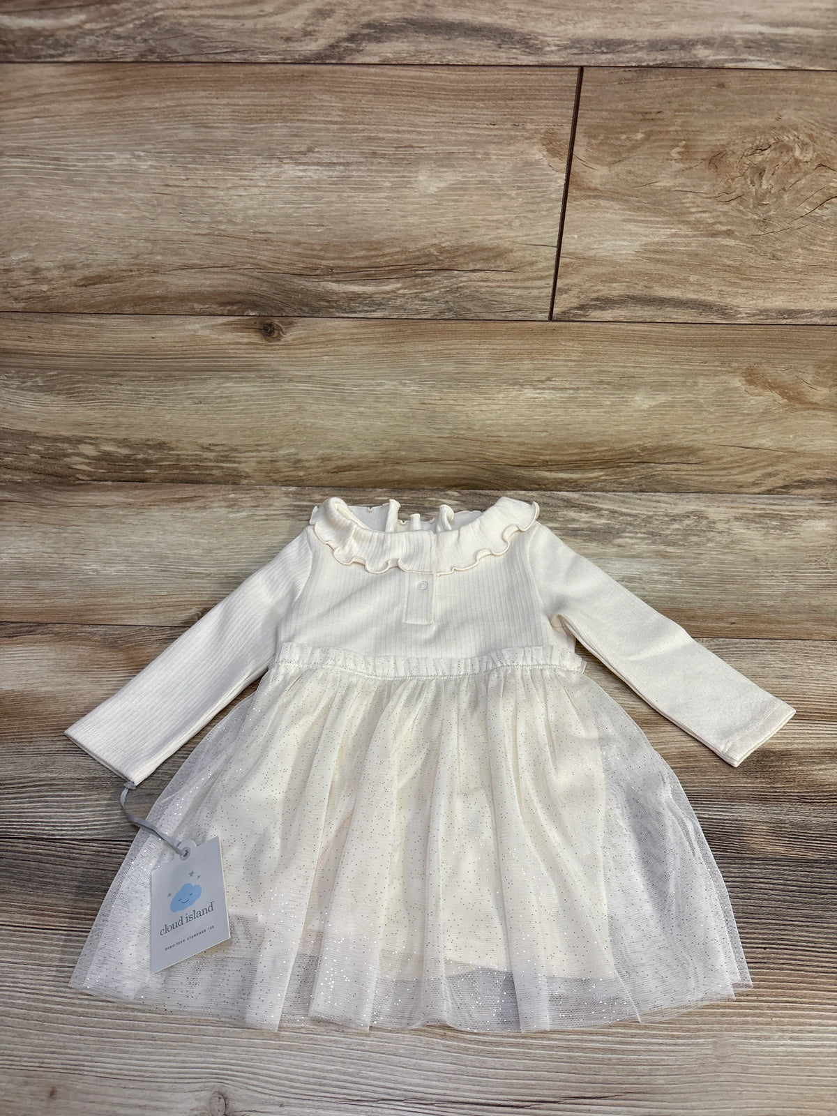 NEW Cloud Island 2pc Long Sleeve Knit Dress & Bloomers Ivory sz 12m