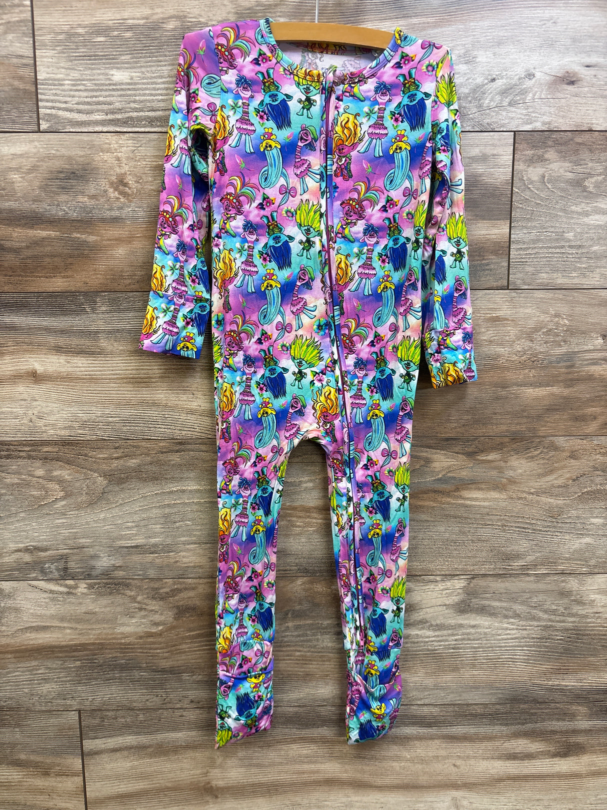 Little Snugglers Bamboo Trolls Convertible Footie Pink sz 4T