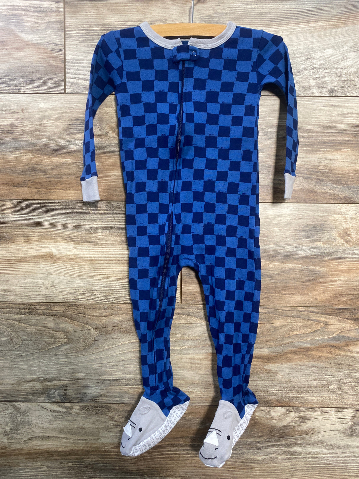 Carter's Checkered Sleeper Blue sz 24m