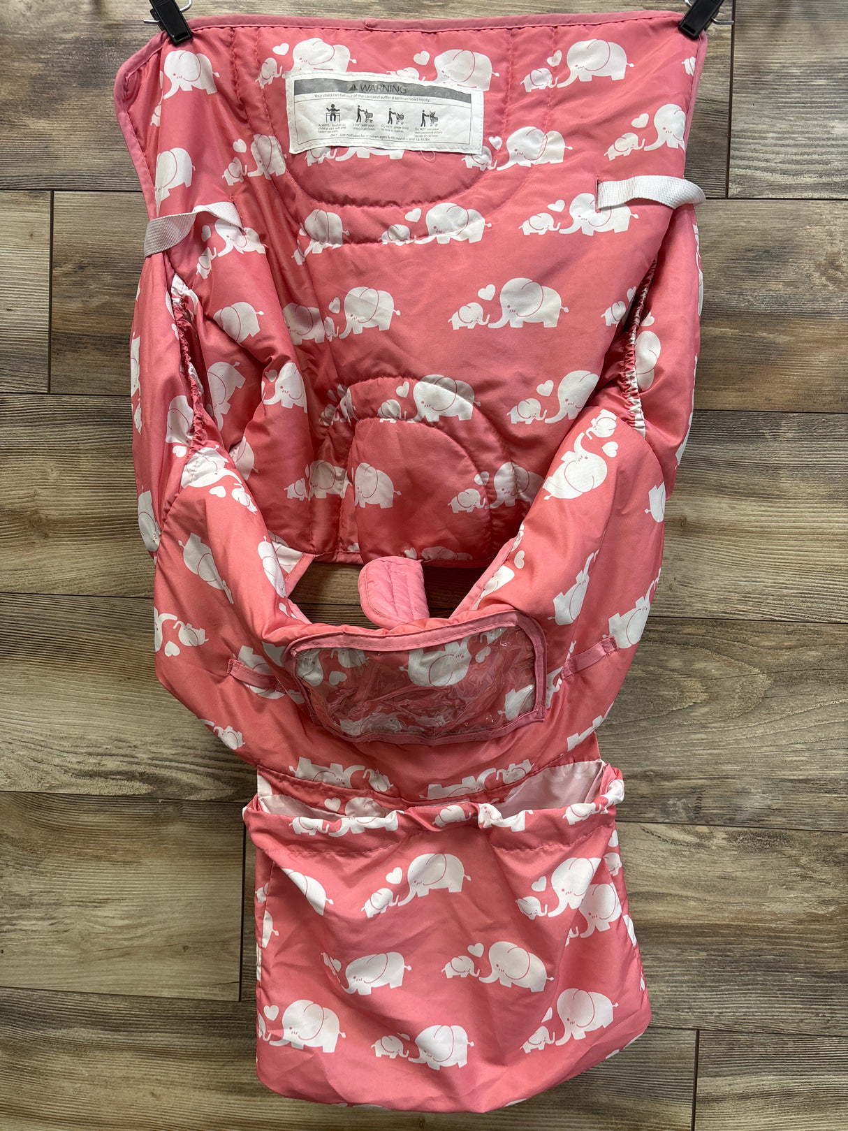 Pozico 2 in 1 Baby Shopping Cart & High Chair Cover in Pink Elephant
