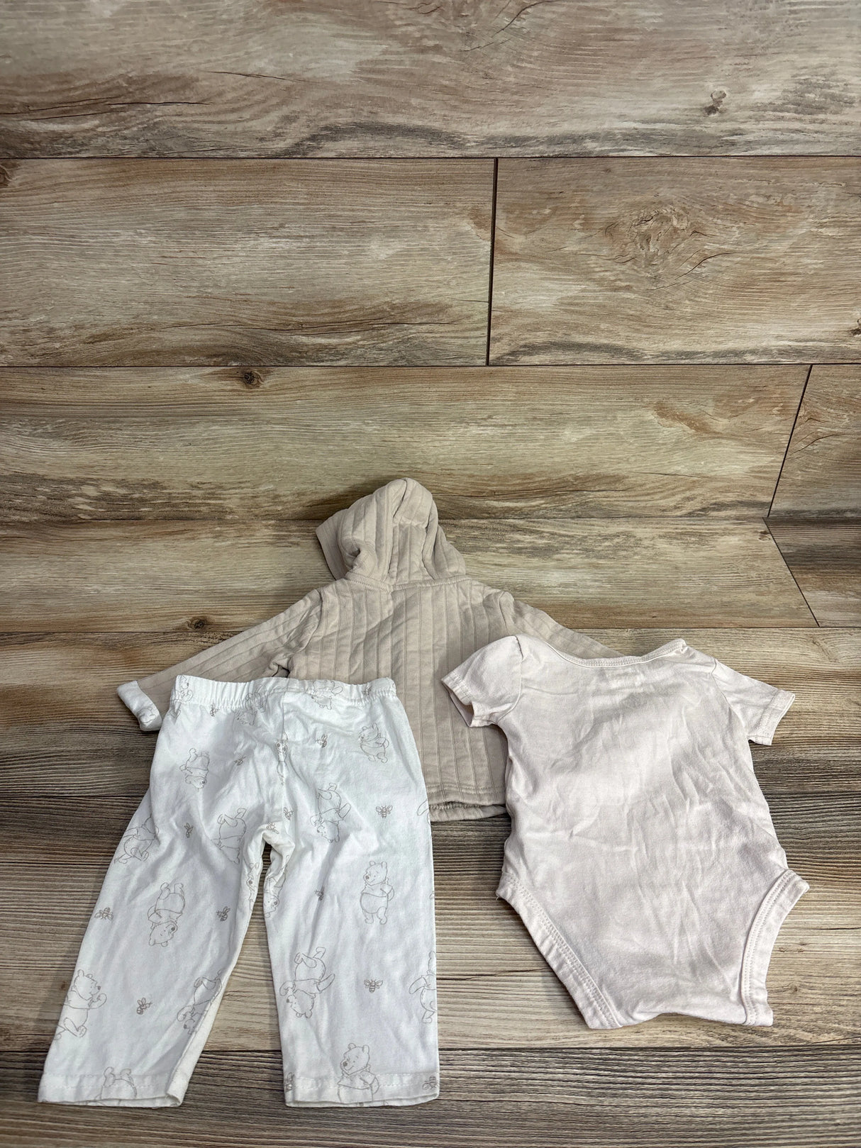 Disney Baby 3pc Ribbed Winnie The Pooh Hooded Jacket Set Beige sz 3-6m