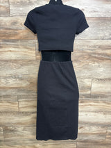 Old Navy Maternity 2pc Rib-Knit Cropped Top and Midi Skirt Set Black sz Small