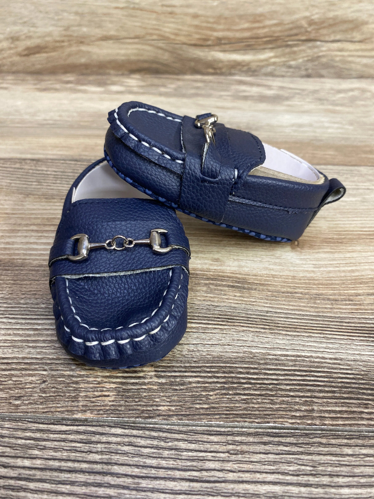 NWOT TongYouYuan PU Leather Loafers Navy sz 3c