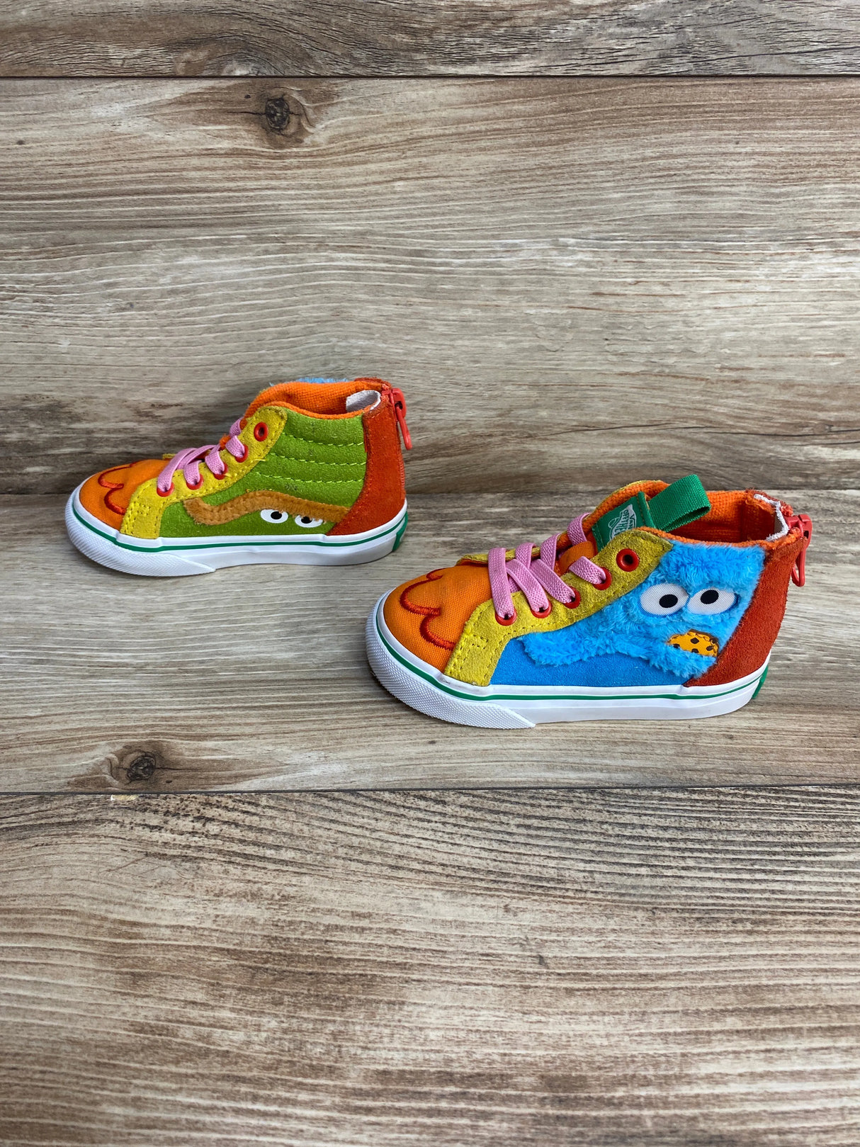 Vans x Sesame Street Sk8-Hi Zip Toddler 'Cookie Monster' Sneakers sz 5.5c