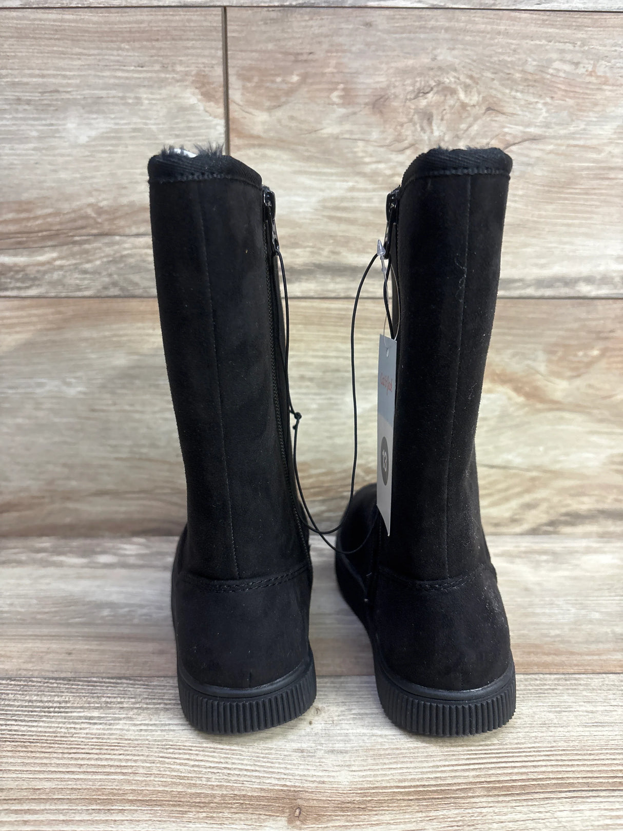 NEW Cat & Jack Natalia Tall Shearling Style Boots Black sz 13c