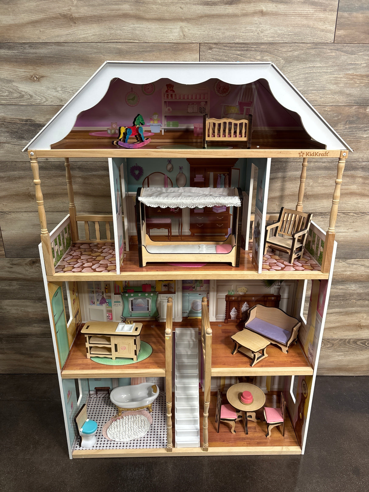 Kidcraft Wooden Classic Charlotte Dollhouse with 14 Accessories