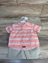 NEW Wrangler 2pc Button-Up Shirt & Shorts Set Pink sz 24m