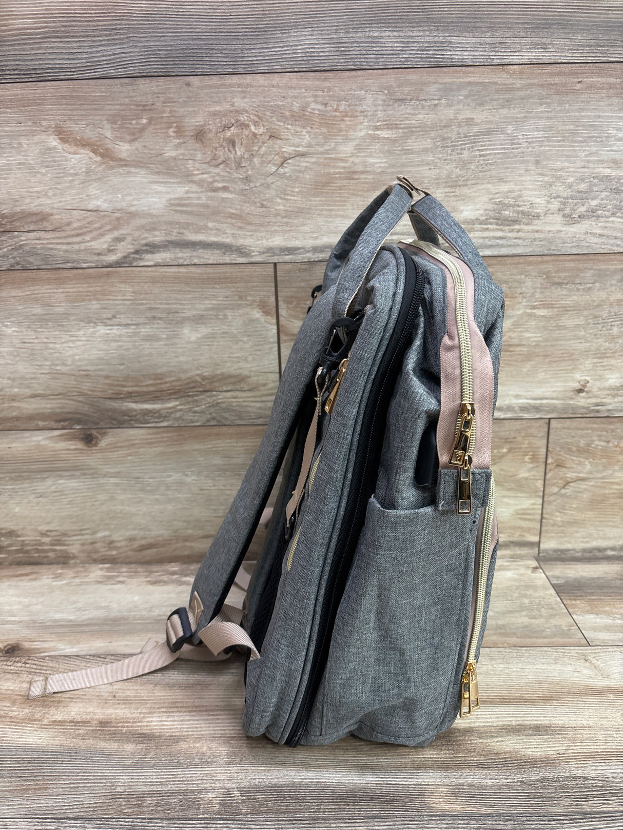 Living Traveling Share 8-in-1 Diaper Bag Backpack with Changing Station, Grey
