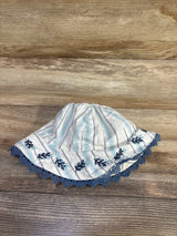 Striped Embroidered Bucket Hat White sz 24m