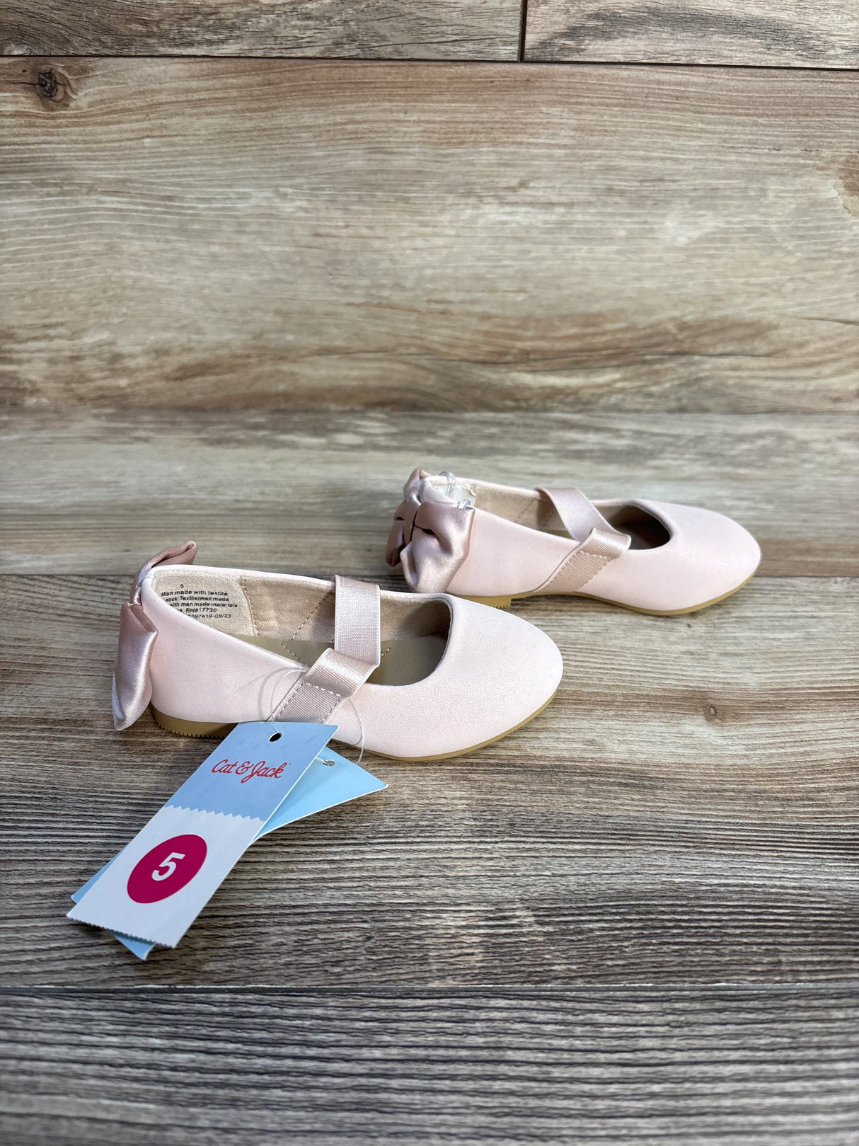 NEW Cat & Jack Slip-On Ballet Flats w/ Bow, Pink sz 5c