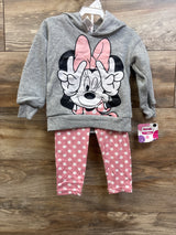 NEW Disney Junior Minnie Mouse 2pc Sweatshirt & Pants Set Grey sz 2T