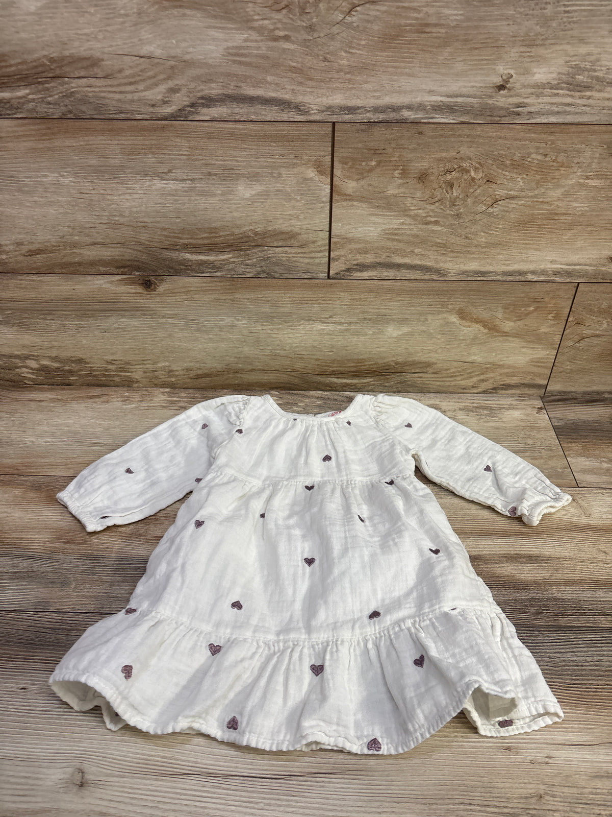Cat & Jack Embroidered Heart Gauze Tiered Dress White sz 2T