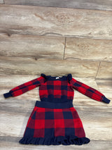 Janie & Jack 2pc Plaid Ruffle Shoulder Sweater & Skirt Set in Fireside Red sz 4T