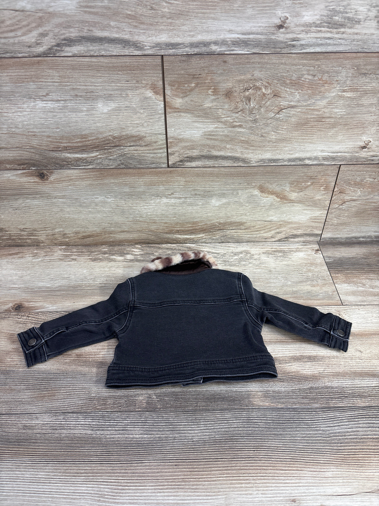 First Impressions Denim Faux Fur Trim Jacket Black sz 3-6m
