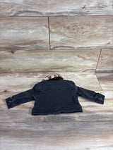 First Impressions Denim Faux Fur Trim Jacket Black sz 3-6m