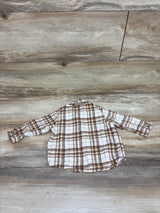 Old Navy Plaid Flannel Button-Up Shirt Beige sz 6-12m