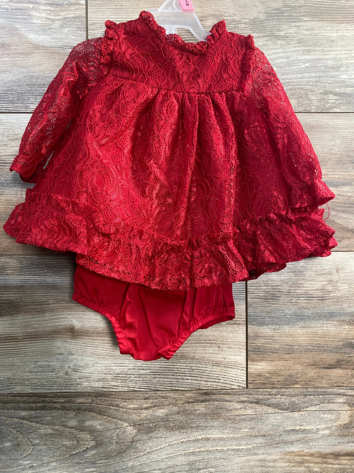 NEW Wonder Nation 2pc Holiday Lace Dress & Bloomers Red sz 0-3m