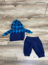 Carter's 2pc Plaid Fleece Hoodie & Pants Blue sz 3m